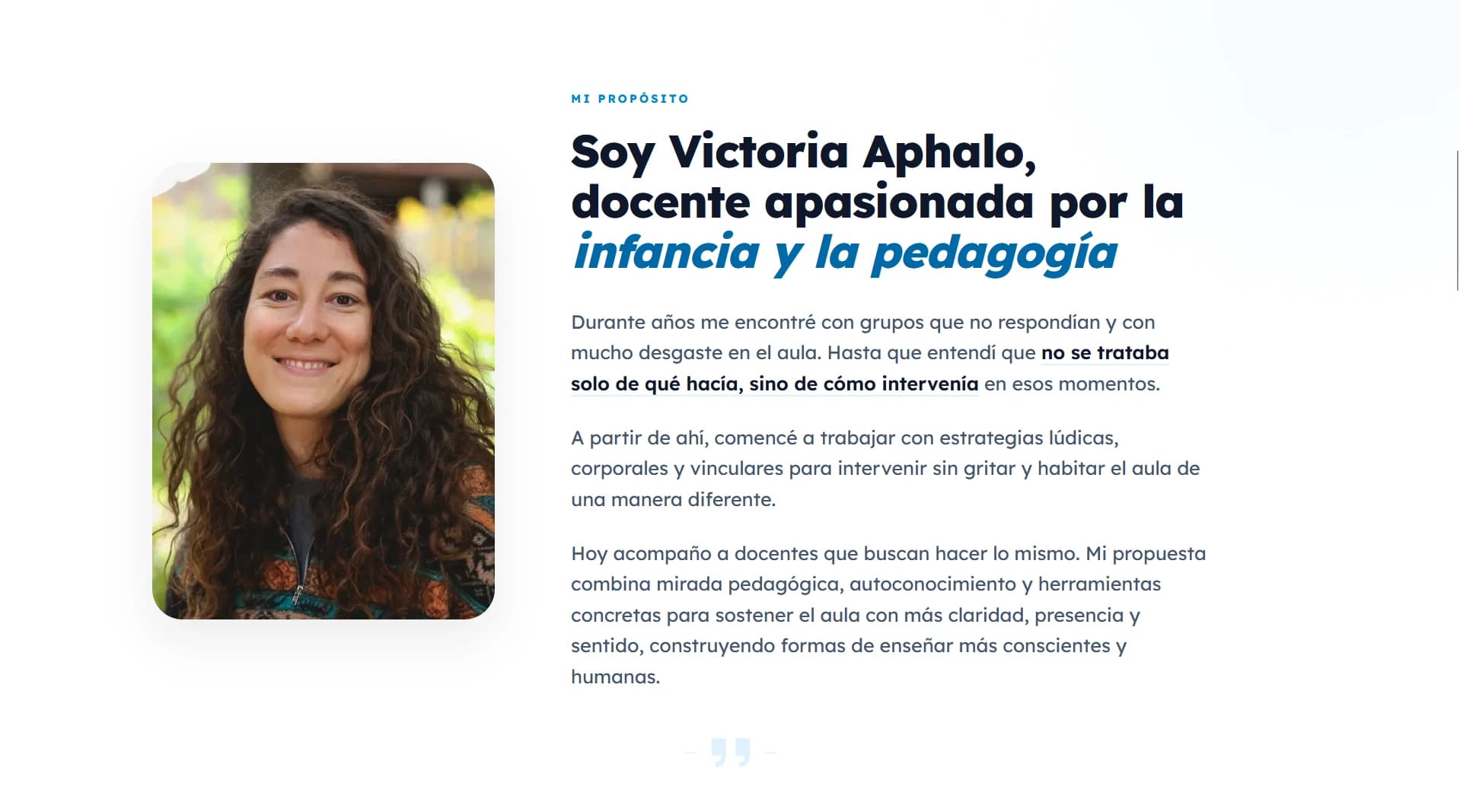 Proyecto de identidad digital para Vicky Aphalo - Educación & Bienestar
